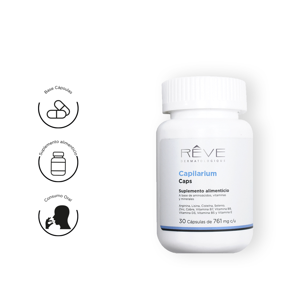Reve Dermatologique -  Capilarium Caps - Suplemento Alimenticio - Ayuda al crecimiento y nutrición - 30 capsulas