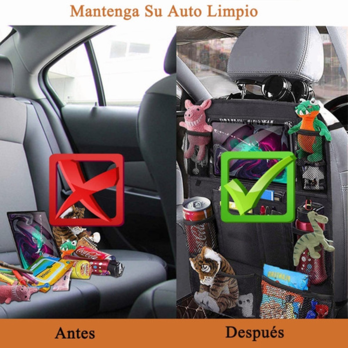 Organizador Para Asiento Trasero Para Auto Universal 2 Uds Negro
