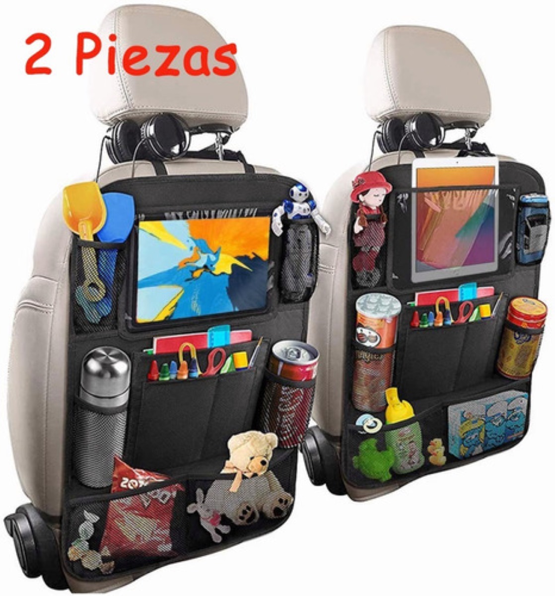 Organizador Para Asiento Trasero Para Auto Universal 2 Uds Negro