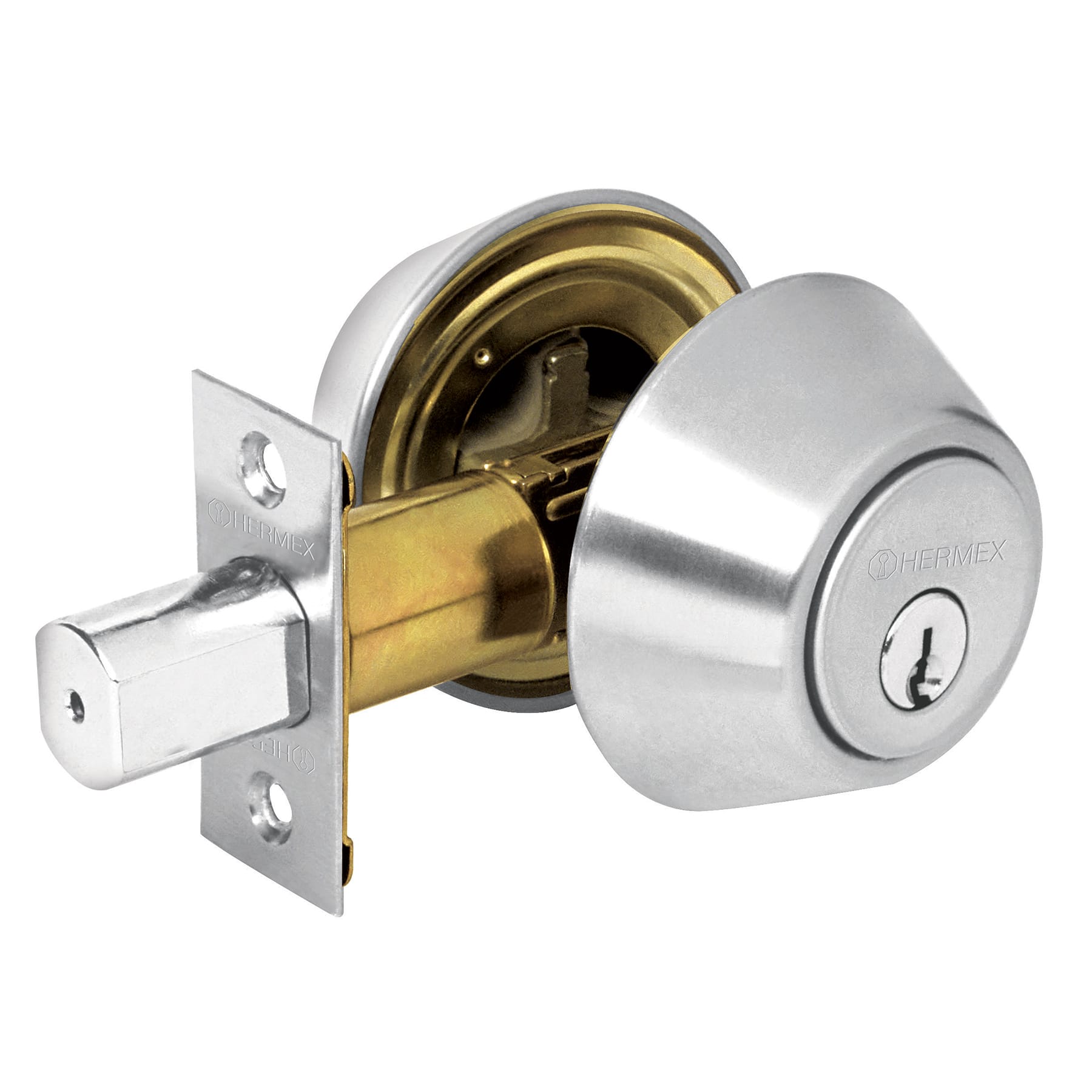 CERROJO LLAVE-MARIPOSA CROMO MATE, LLAVE TRADICIONAL, HERMEX 23614