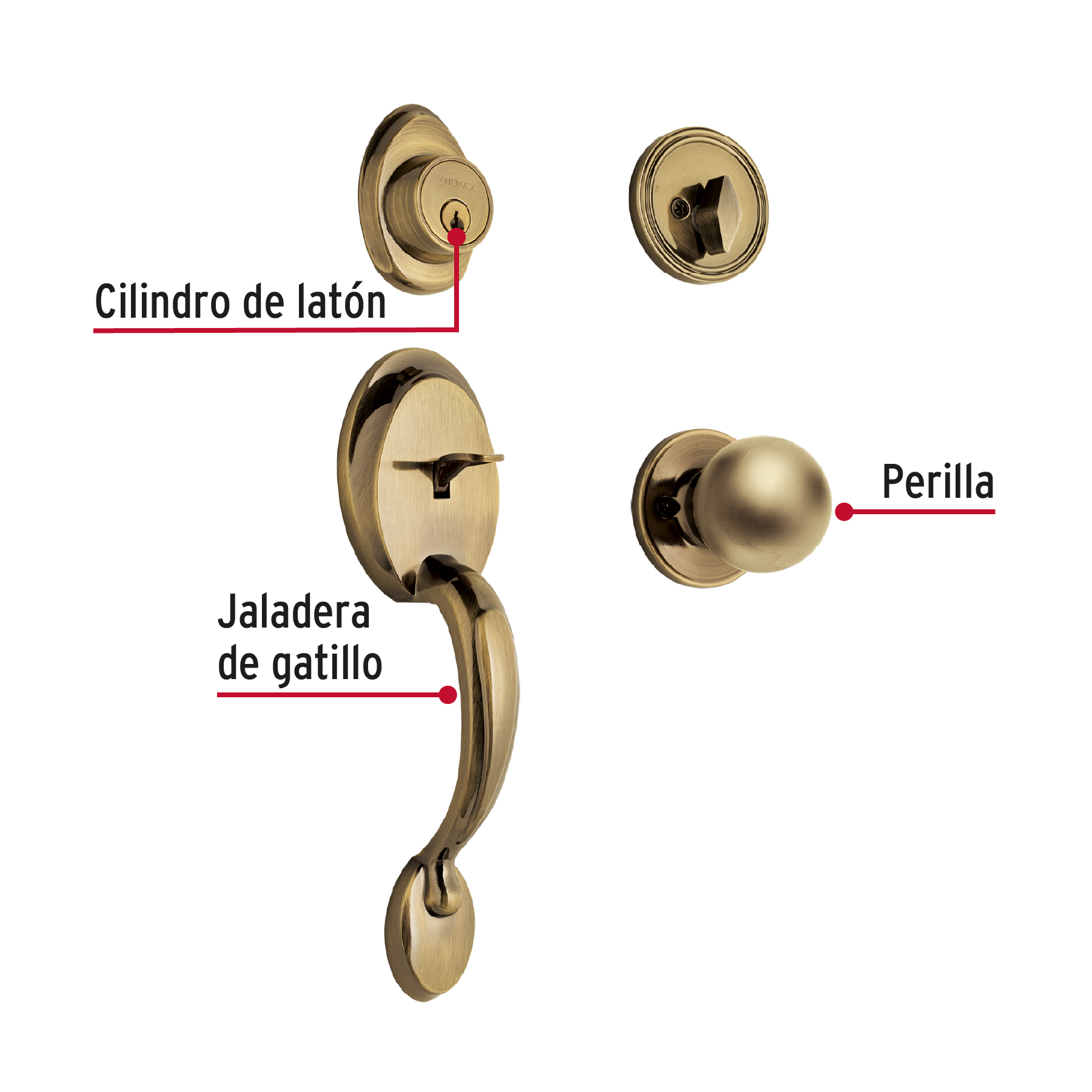 Cerradura para puerta principal tipo gatillo / perilla doble AKSI