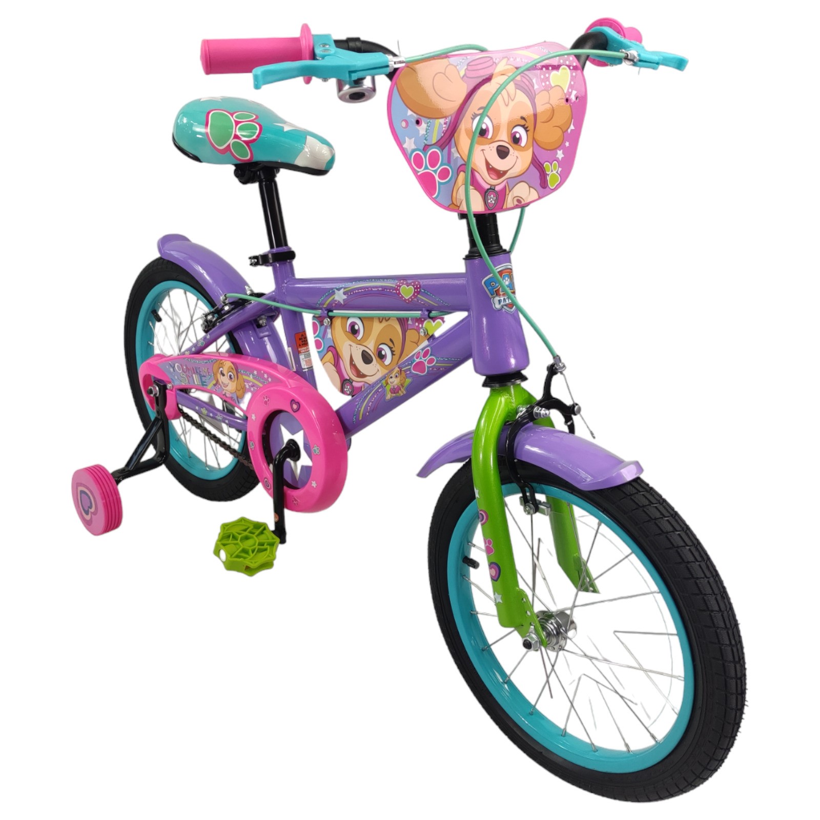 Bicicleta para Niños Rodada 16 Paw Patrol con Llantas Entrenadoras  - Rosa.