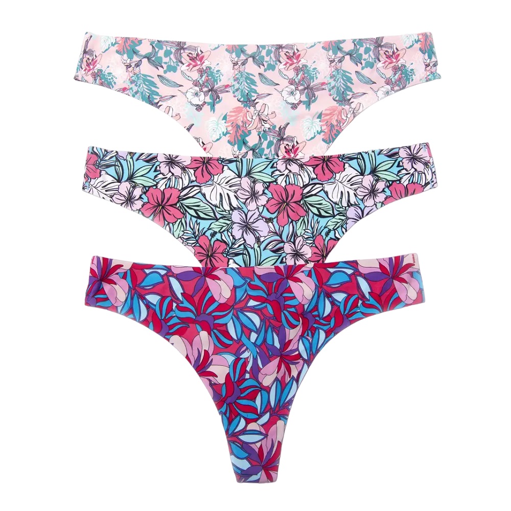 Tangas con estampado floral 3 panties sin costura