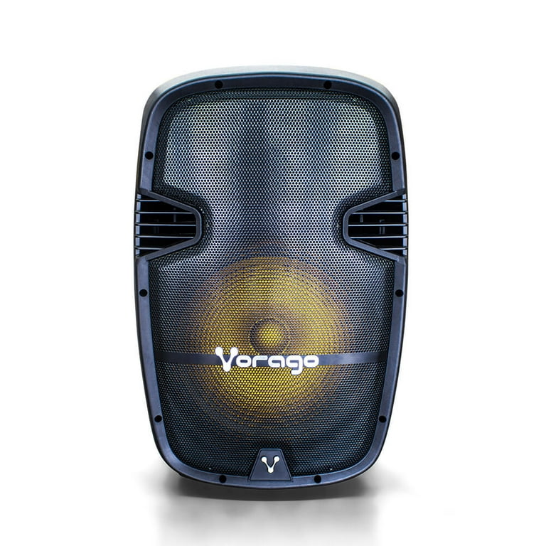 BOCINA KARAOKE VORAGO BT KSP-500 NEGRO 2 MICROFONOS RECARGABLE C/TRIPIE
