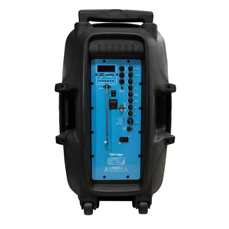 BOCINA KARAOKE VORAGO BT KSP-500 NEGRO 2 MICROFONOS RECARGABLE C/TRIPIE