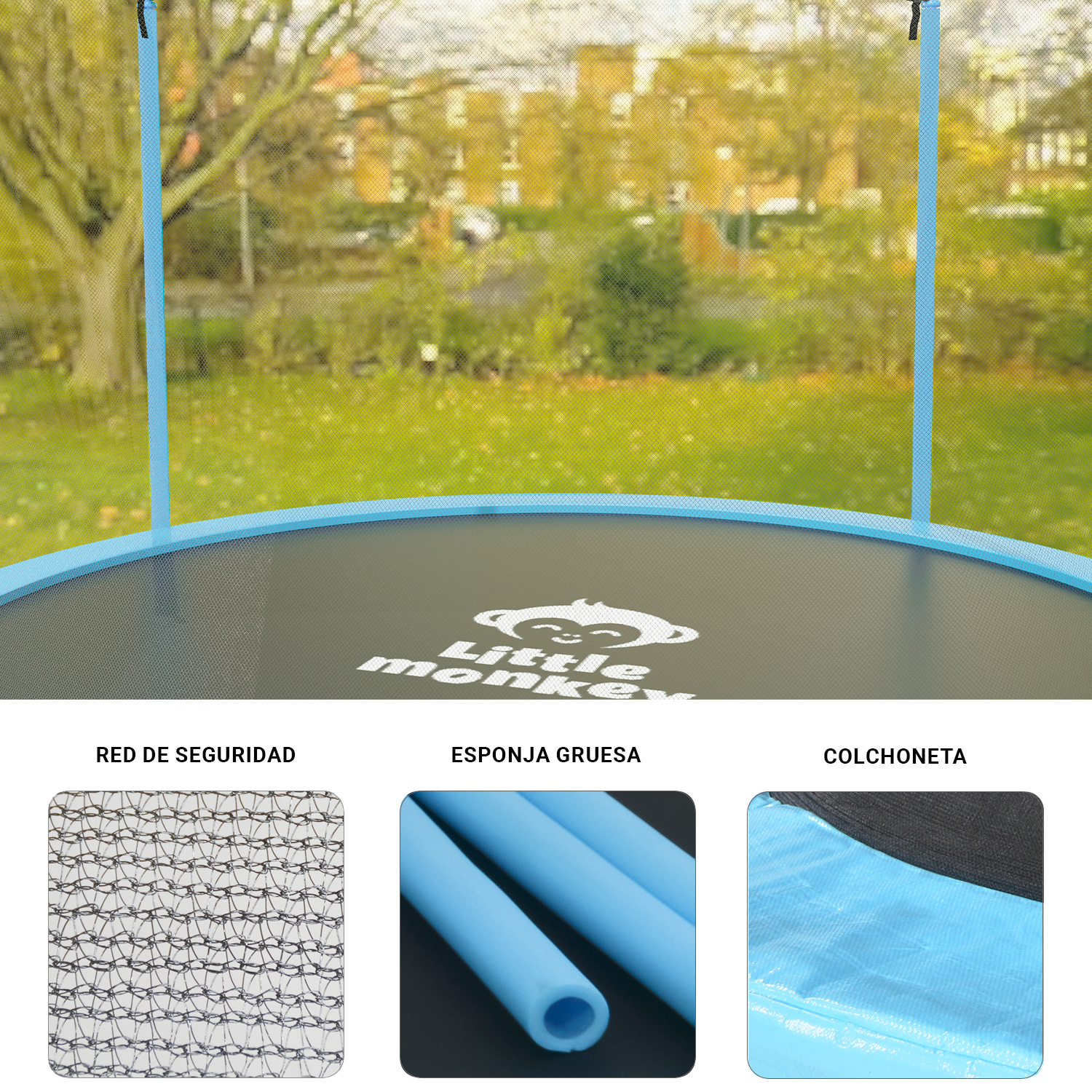 Trampolin Brincolin Tumbling 10 Pies Uso Rudo Red Seguridad Azul