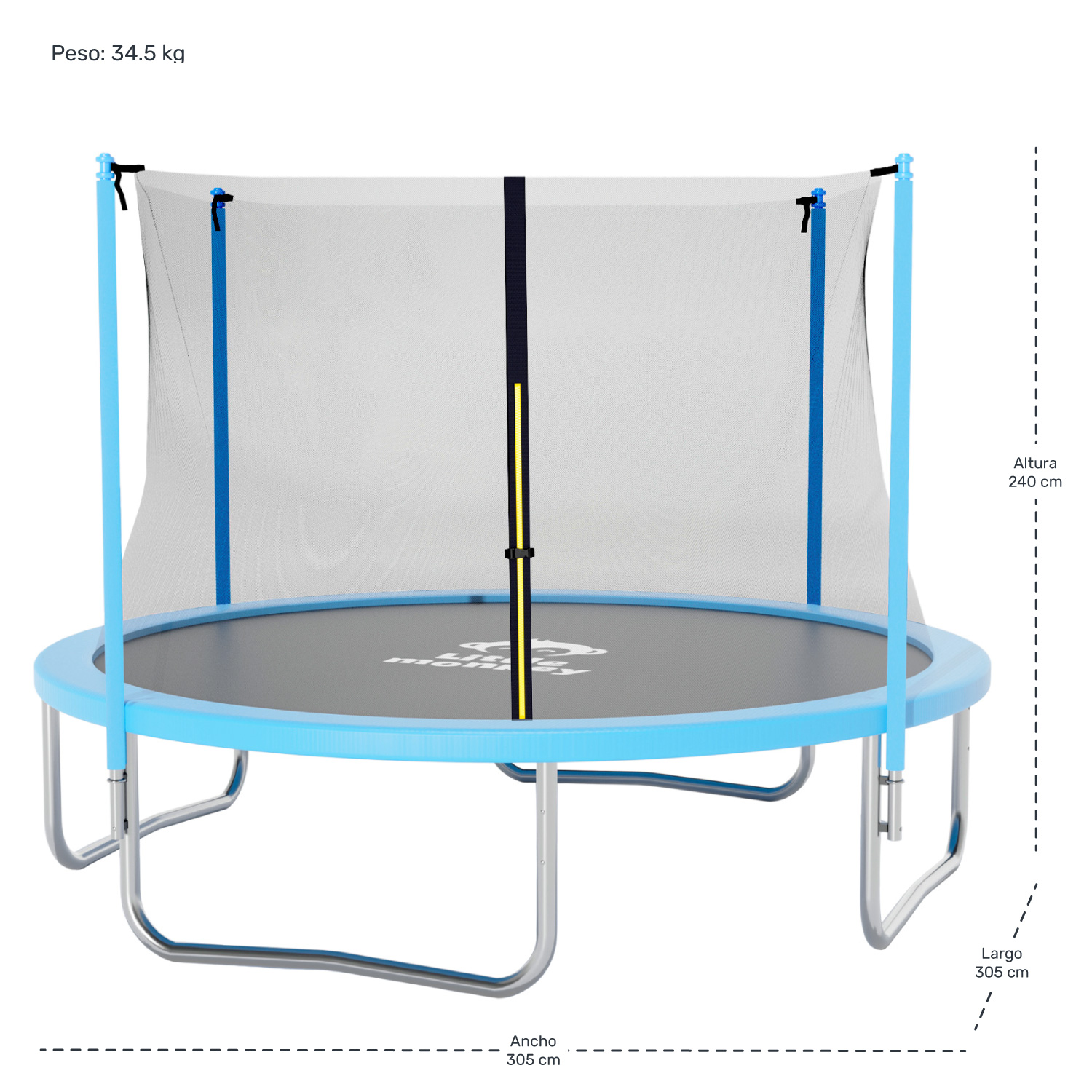 Trampolin Brincolin Tumbling 10 Pies Uso Rudo Red Seguridad Azul