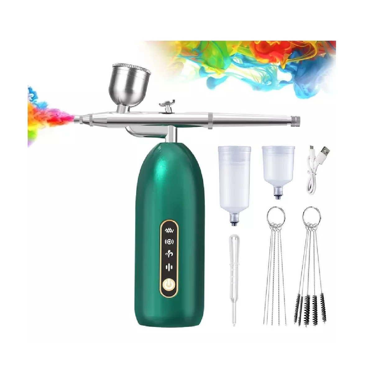 Aerografo Kit Profesionales Multiuso Inalámbrico C/compresor Verde