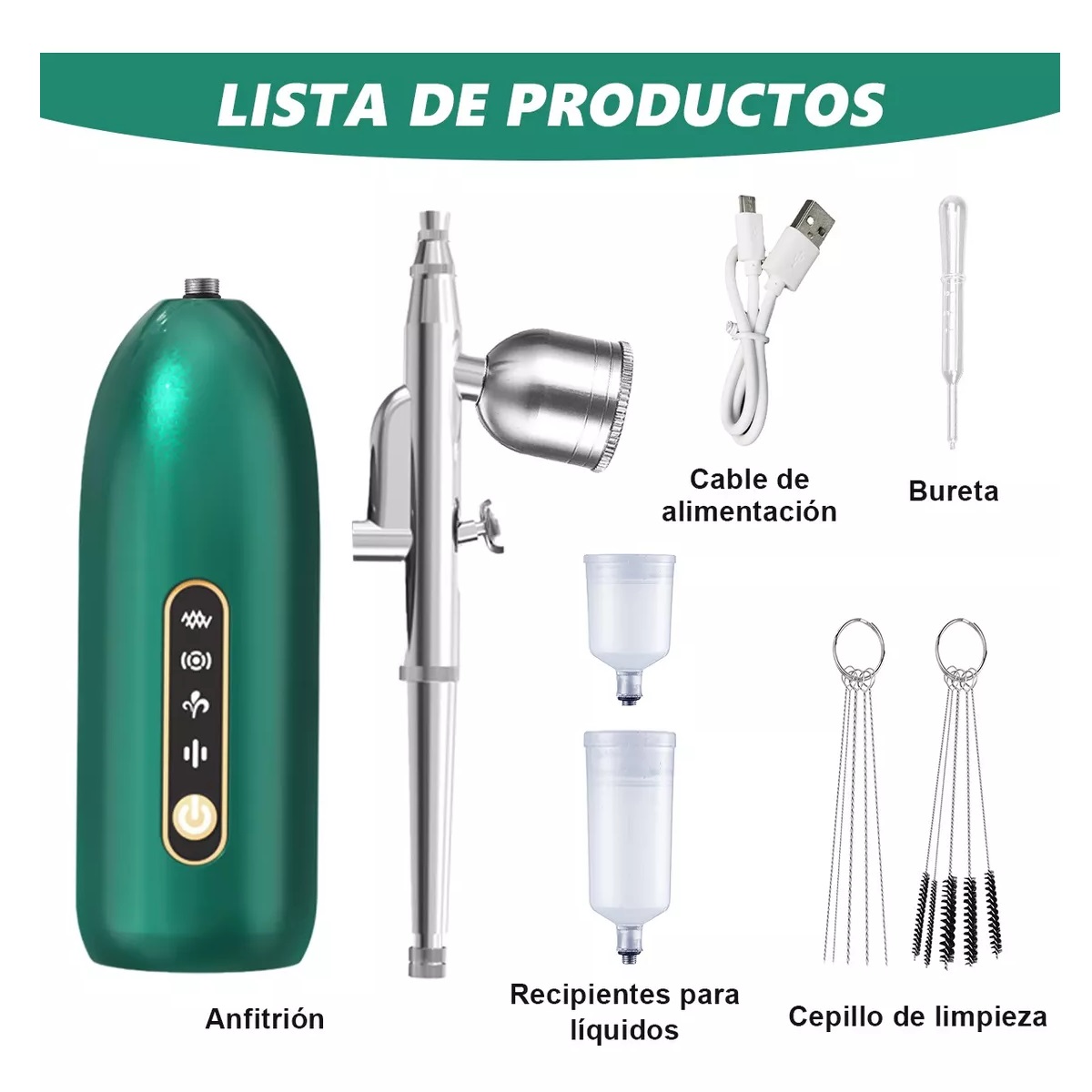 Aerografo Kit Profesionales Multiuso Inalámbrico C/compresor Verde