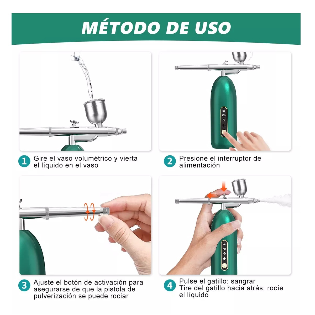 Aerografo Kit Profesionales Multiuso Inalámbrico C/compresor Verde