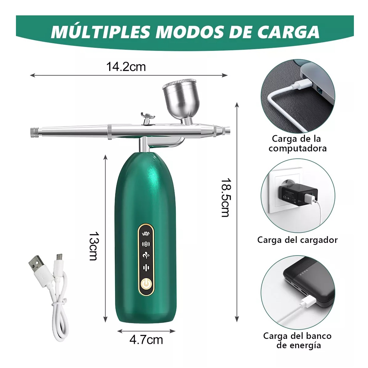 Aerografo Kit Profesionales Multiuso Inalámbrico C/compresor Verde