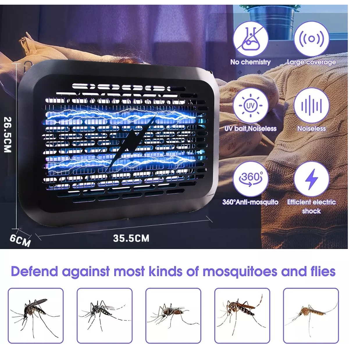Lámpara Mata Mosquitos Eléctrico Portatil Antimosquitos