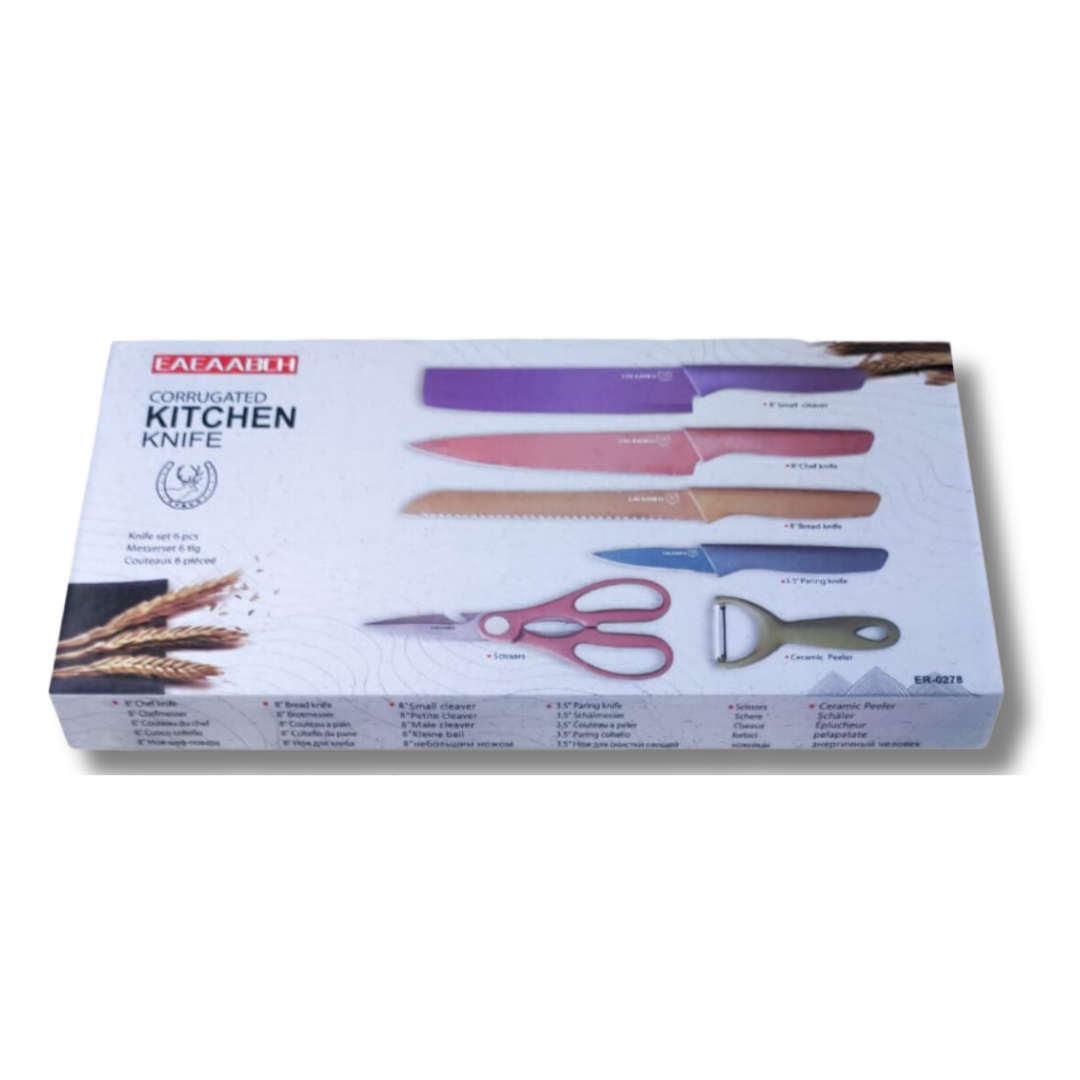 Set Cuchillos Cerámica Color Pastel Moda 6 Pz