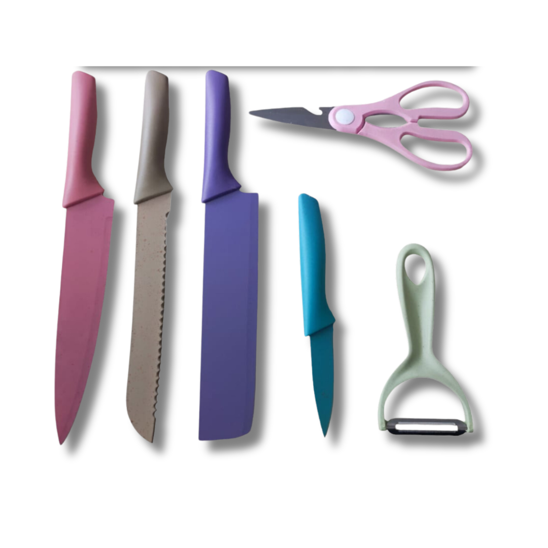 Set Cuchillos Cerámica Color Pastel Moda 6 Pz