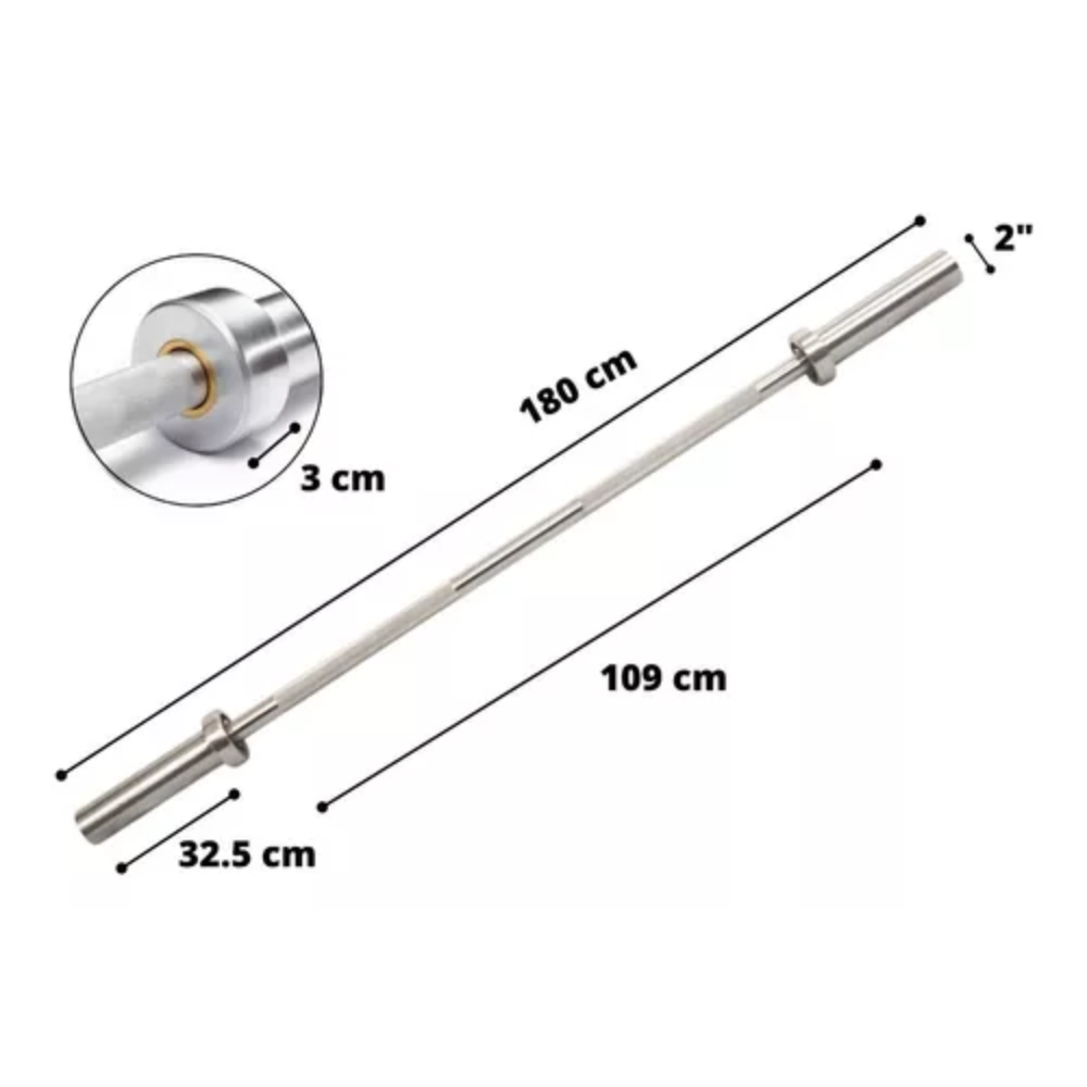 Barra Olimpica 1.8 Mts Con Bujes De Bronce