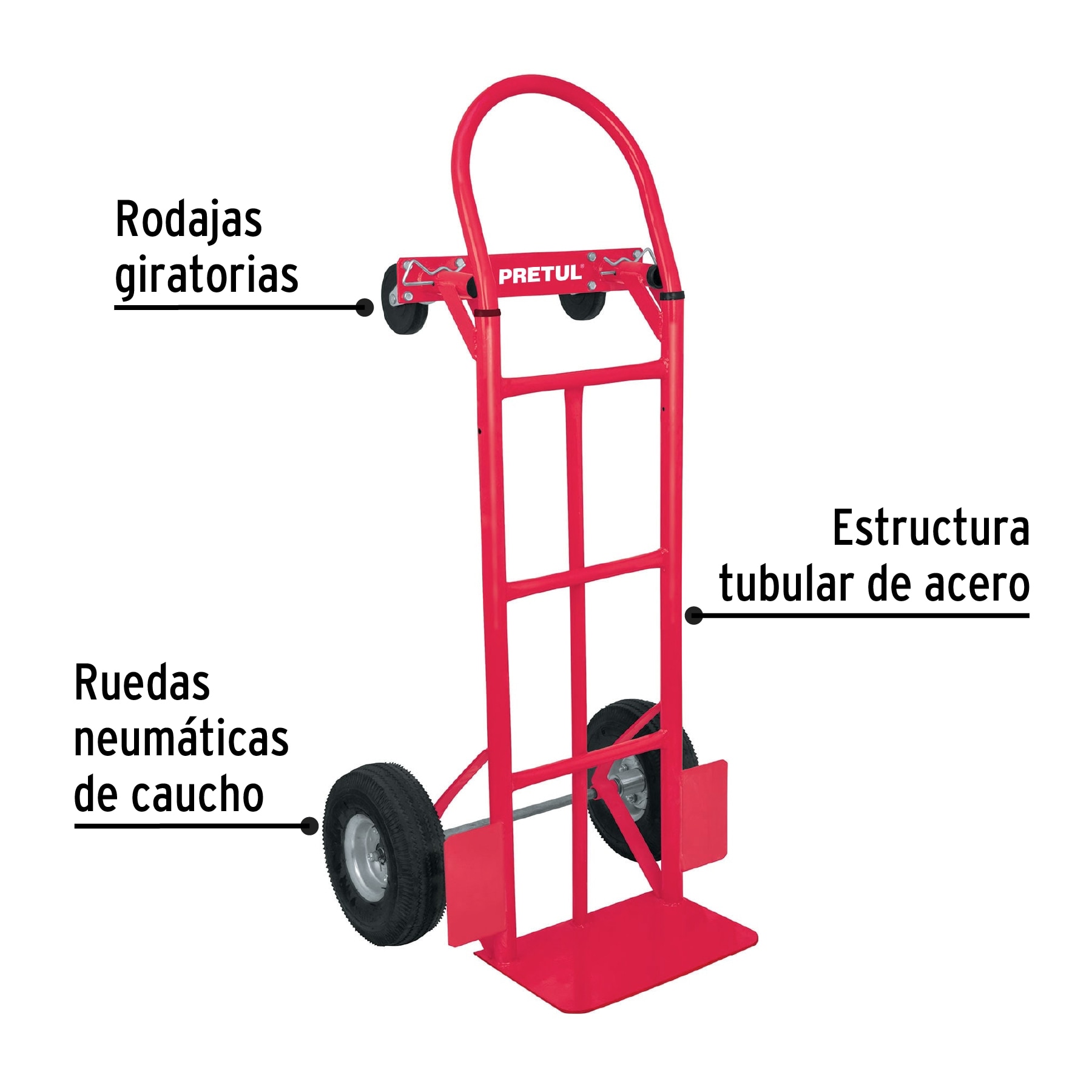 DIABLO DE CARGA DE 385 KG, DE PLATAFORMA, RUEDAS NEUMÁTICAS PRETUL 42710