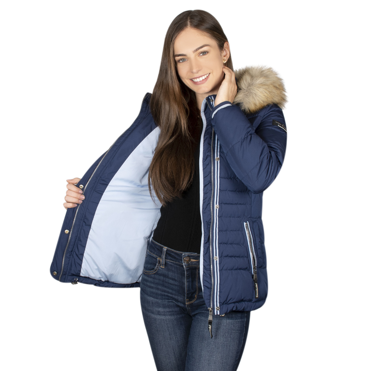 Chamarra Mujer  Greenlander Con Gorro Desmontable Pol5920