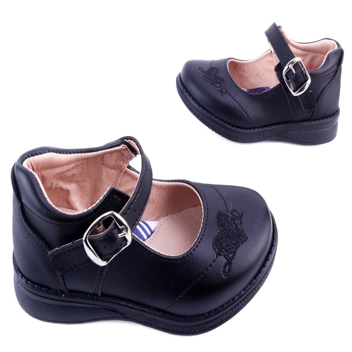 Zapato Escolar Negro Niña Arco Soporte Flats Casual 13-461-n.