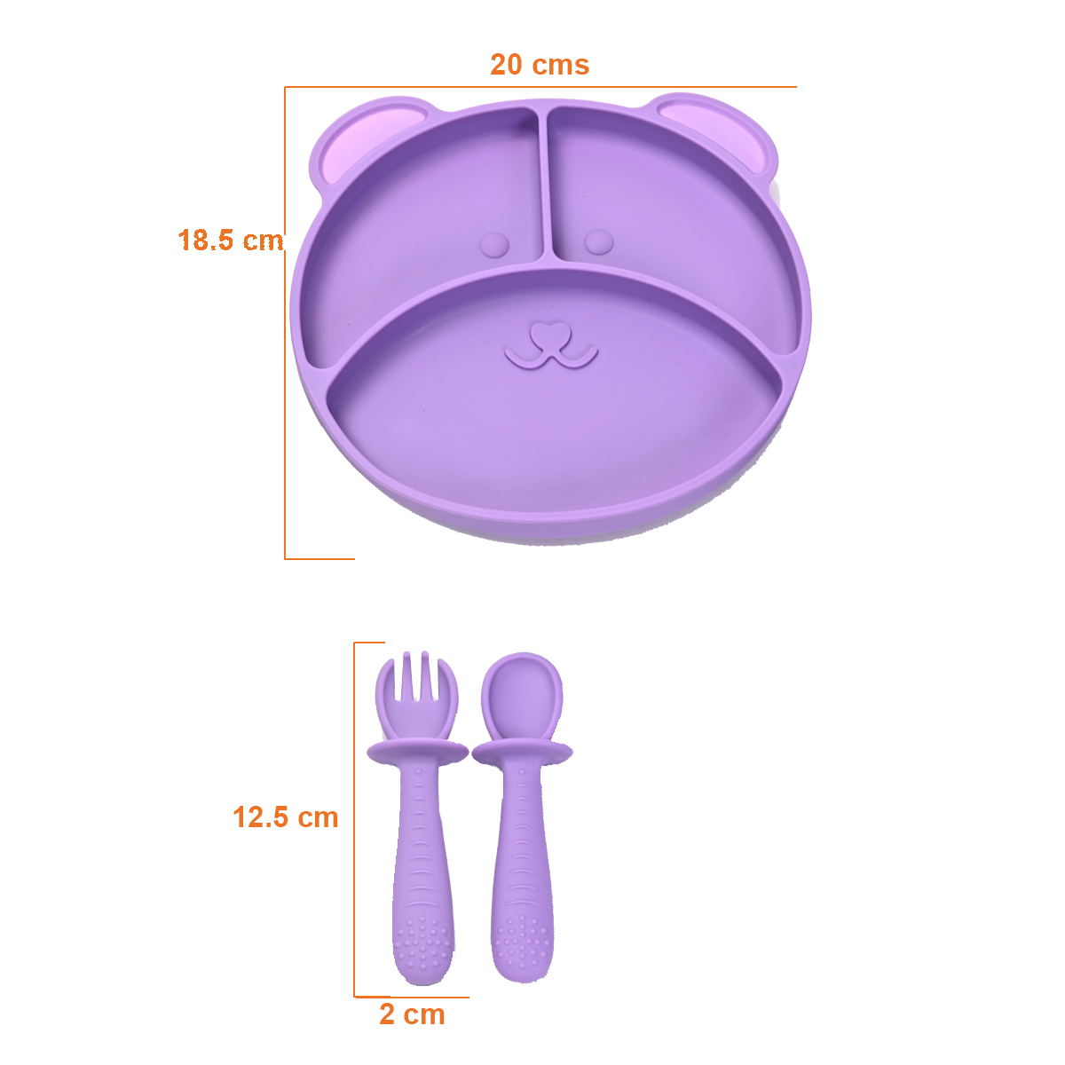 Plato para Bebé con 3 Divisiones y Cubiertos en Silicona Libre de BPA