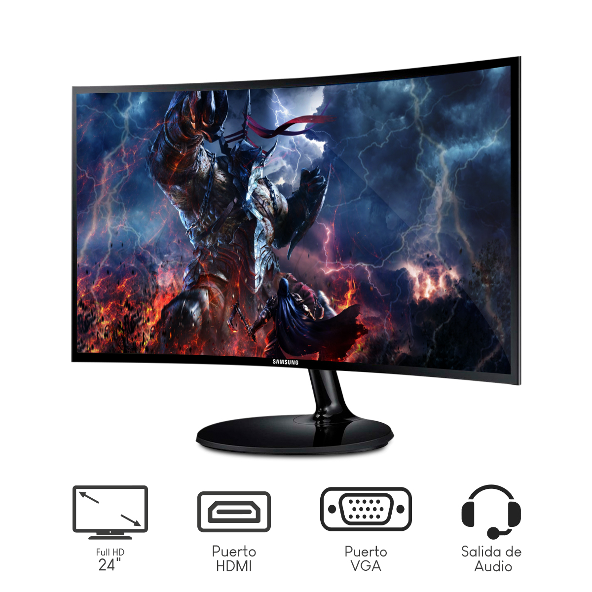 Combo Monitor Samsung CF390 24Pulg LED fhd Curvo Freesync + Audìfonos