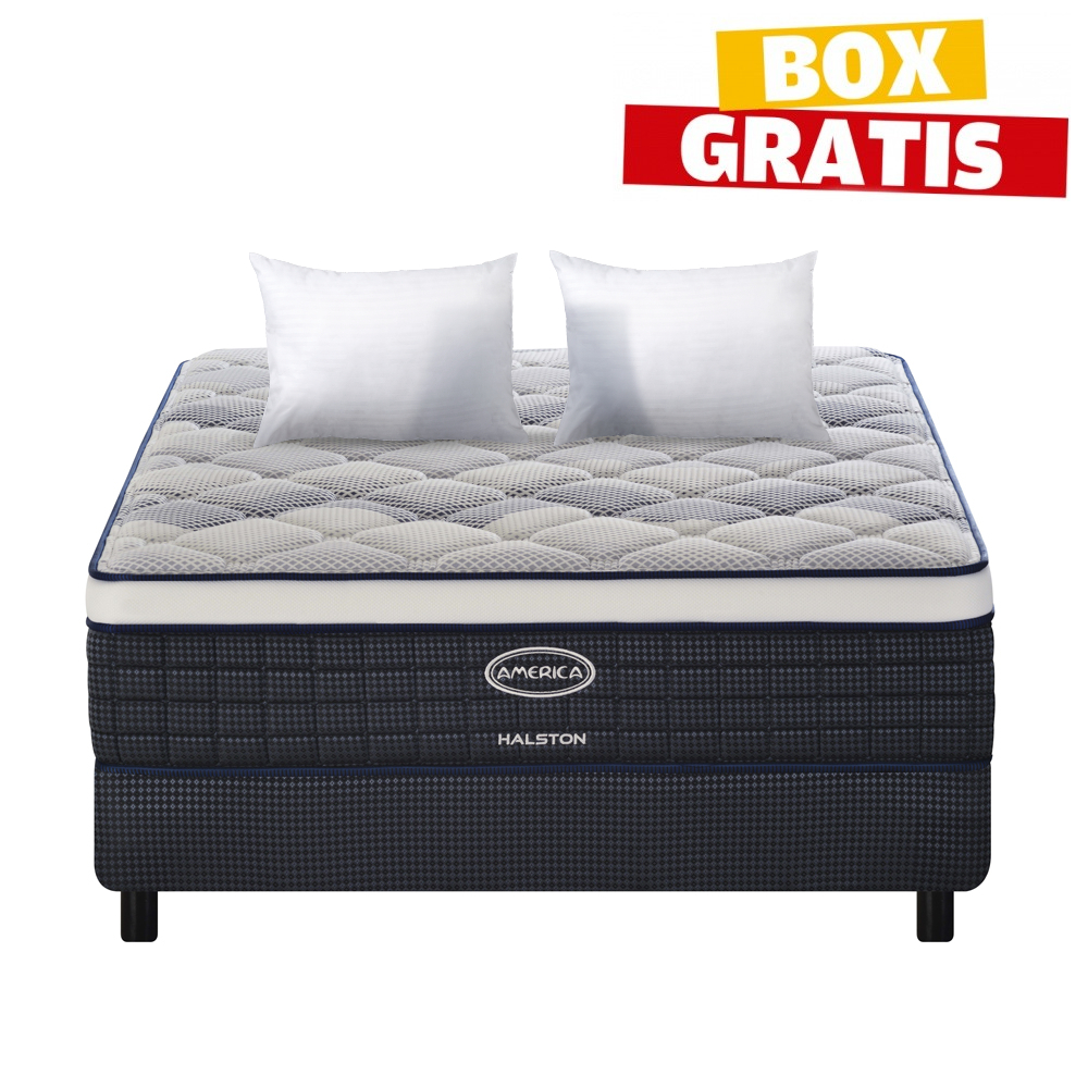 Colchon America Halston + Box Gratis  Queen Size + 2 Almohadas De Regalo