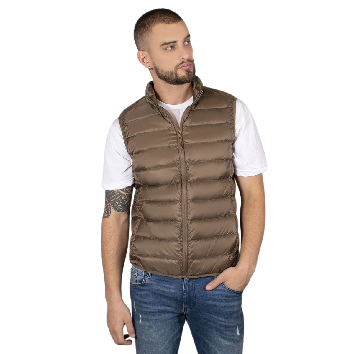 Chaleco Hombre Greenlander De Pluma Ligera Bolsa Transportable VPol8720