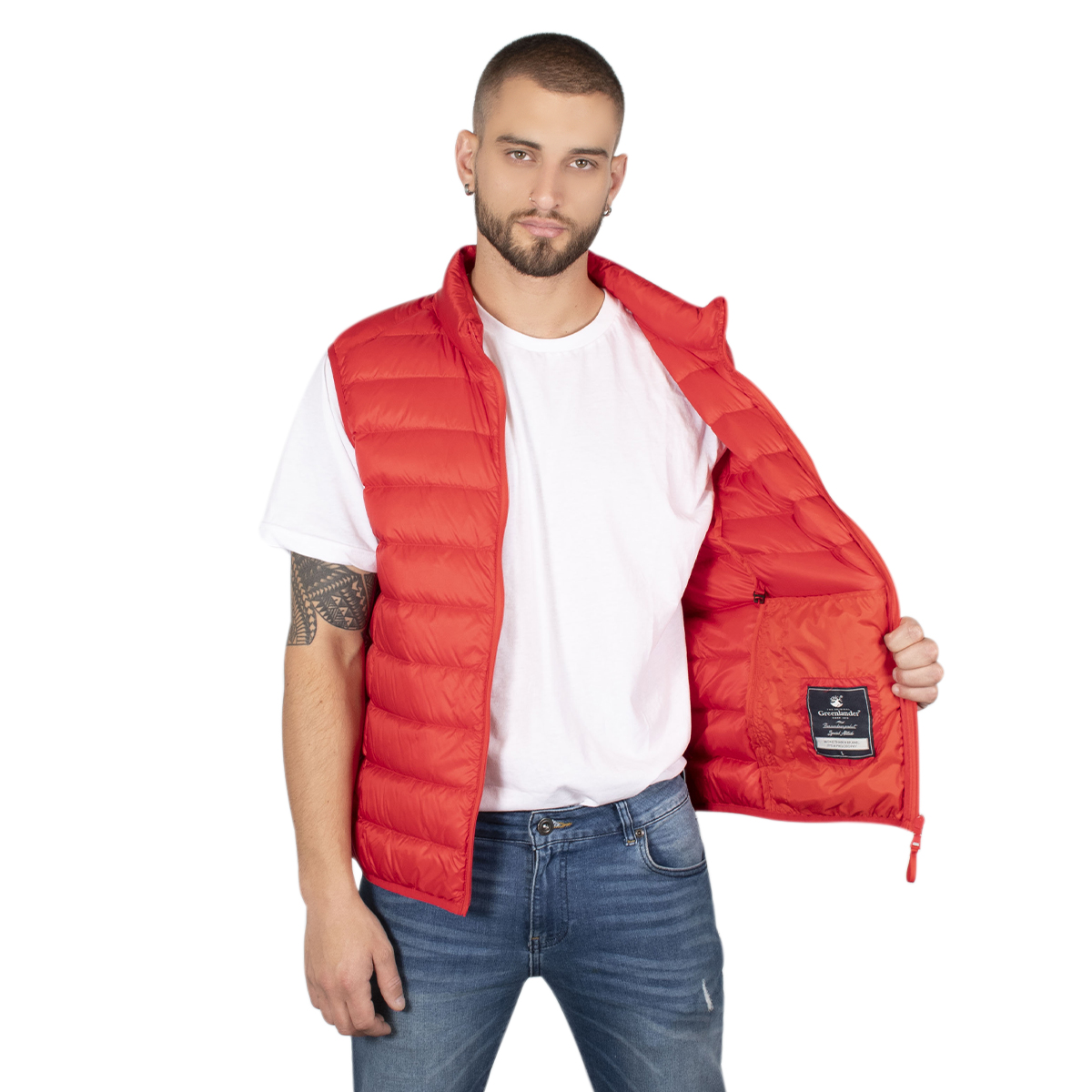 Chaleco Hombre Greenlander De Pluma Ligera Bolsa Transportable VPol8720