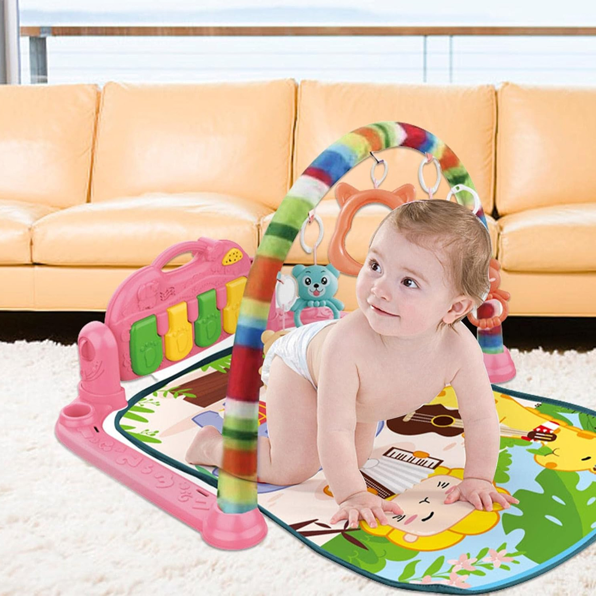 Gimnasio para bebe Harmony Multifuncional Musical Leon Rosa.