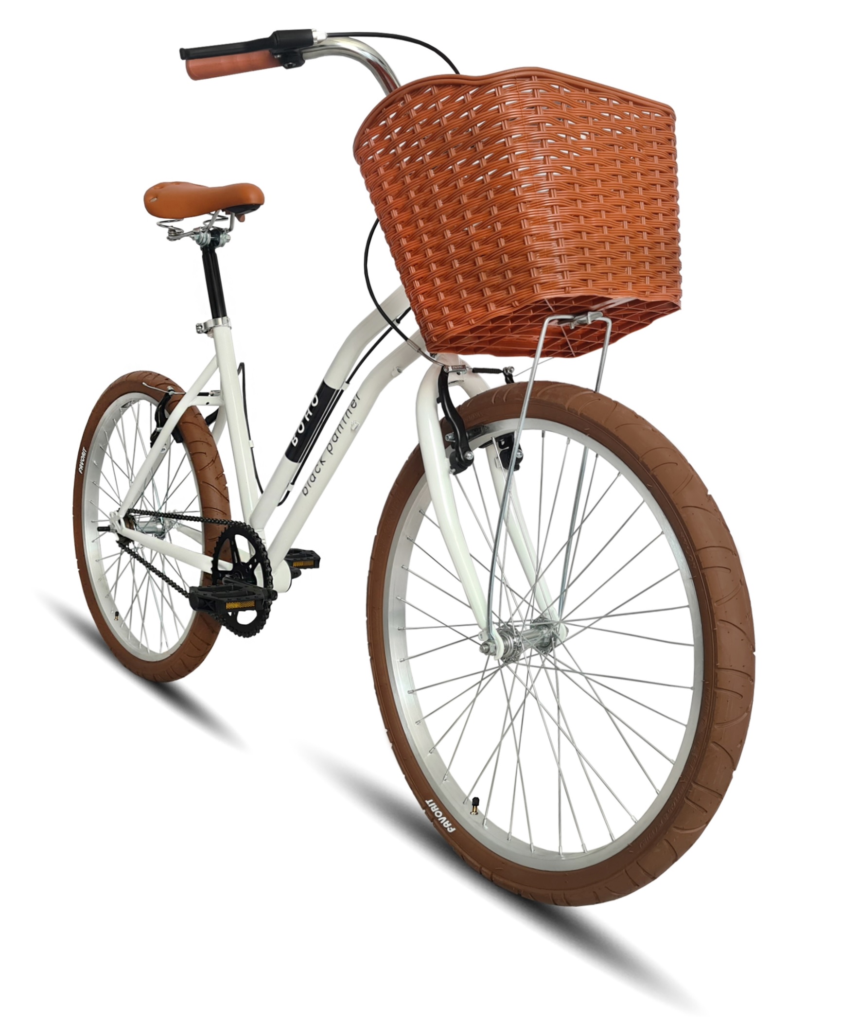 Bicicleta Urbana Dama Canasta Boho Rodada 26 Blanco