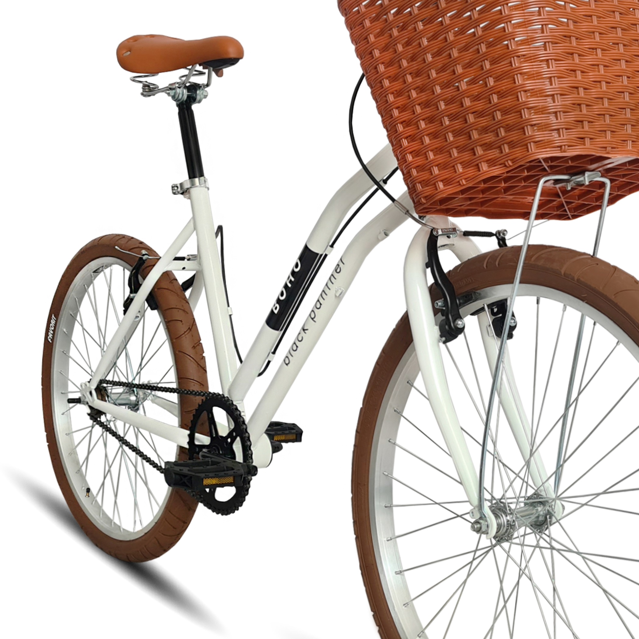 Bicicleta Urbana Dama Canasta Boho Rodada 26 Blanco