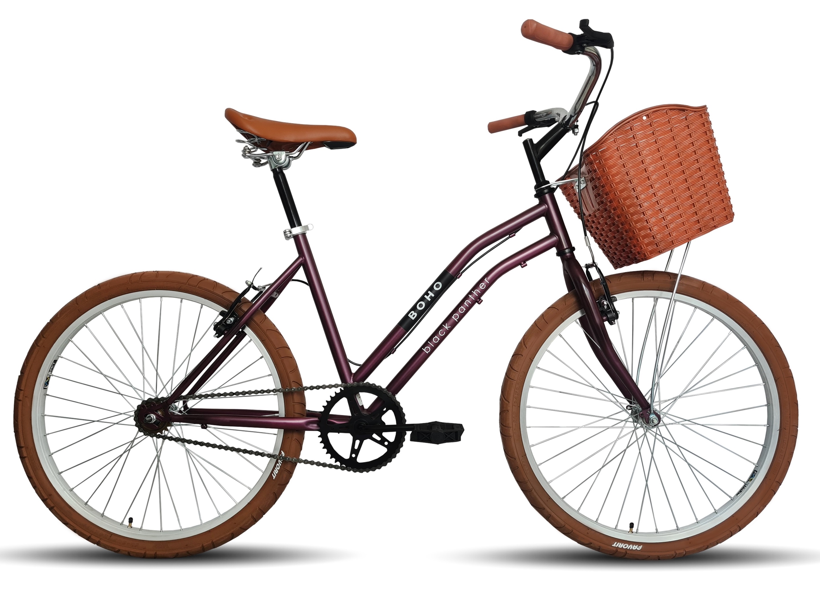 Bicicleta Urbana Dama Canasta Boho Rodada 26 Morado