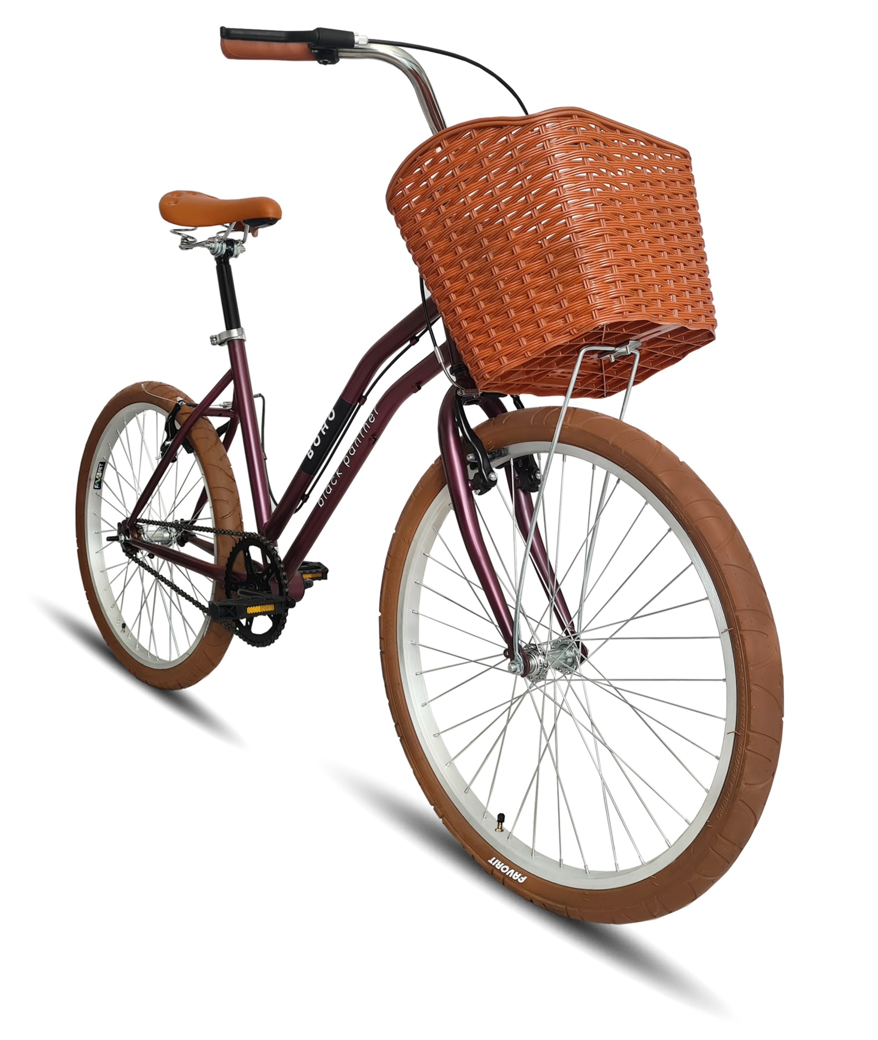 Bicicleta Urbana Dama Canasta Boho Rodada 26 Morado