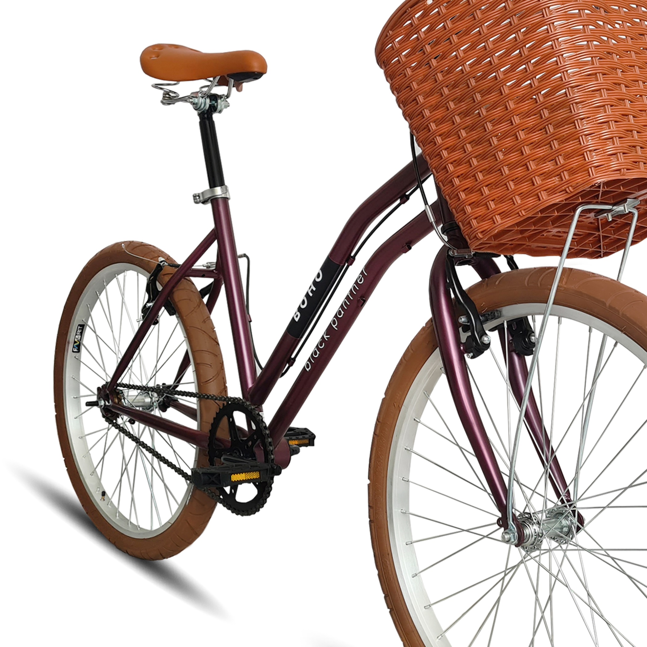 Bicicleta Urbana Dama Canasta Boho Rodada 26 Morado