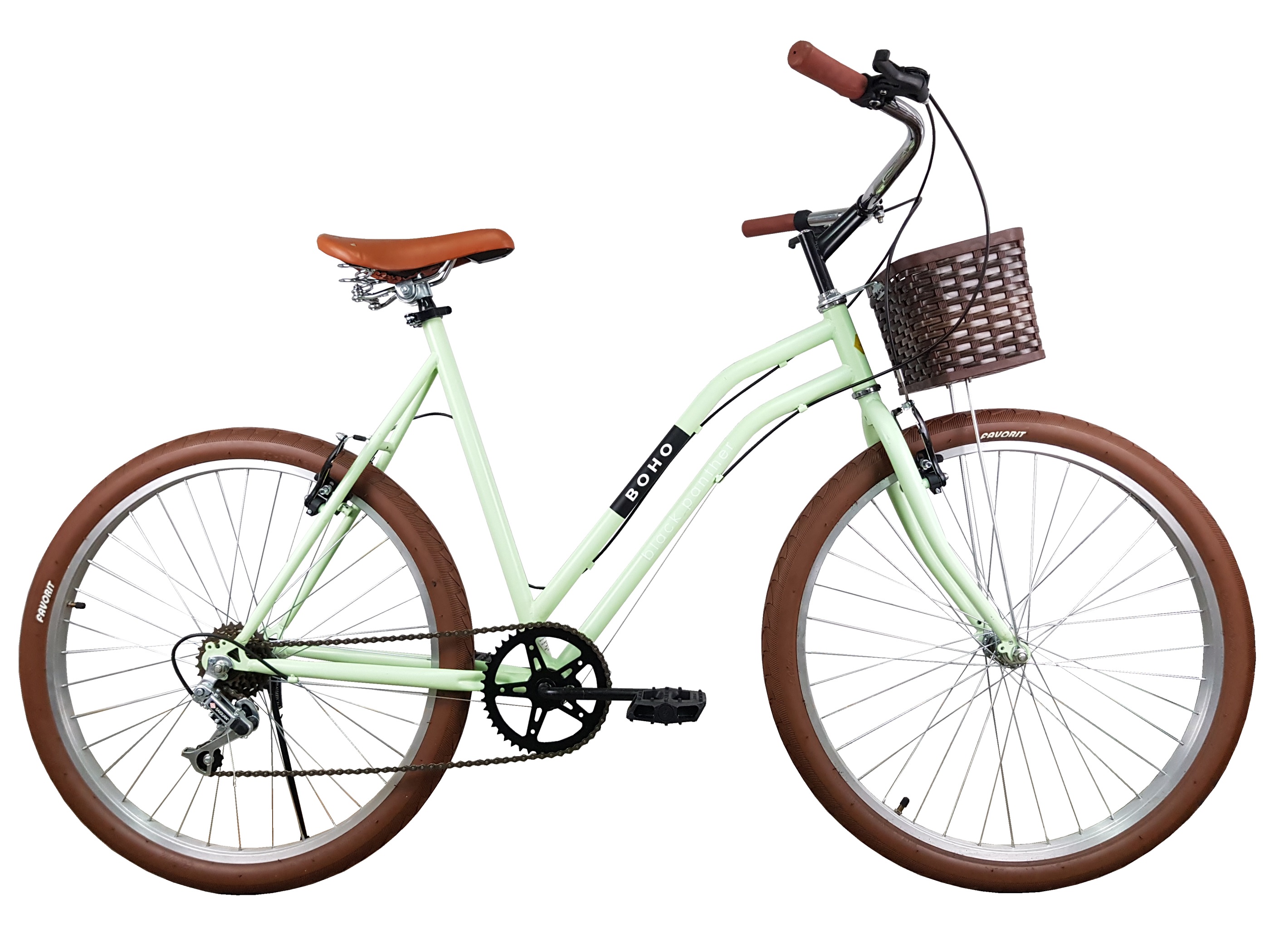 Bicicleta Urbana Boho 6 Velocidades Canasta Dama Rodada 26 Verde