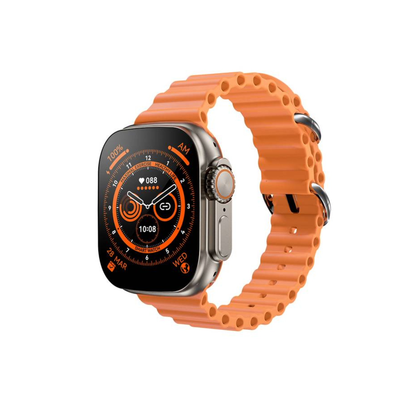 Reloj Inteligente Unisex Color Naranja, Compatible con iOS- Android/ Smartwatch Serie 28 Ultra Bluetooth 4.0 Para Hombre y Mujer Deportivo