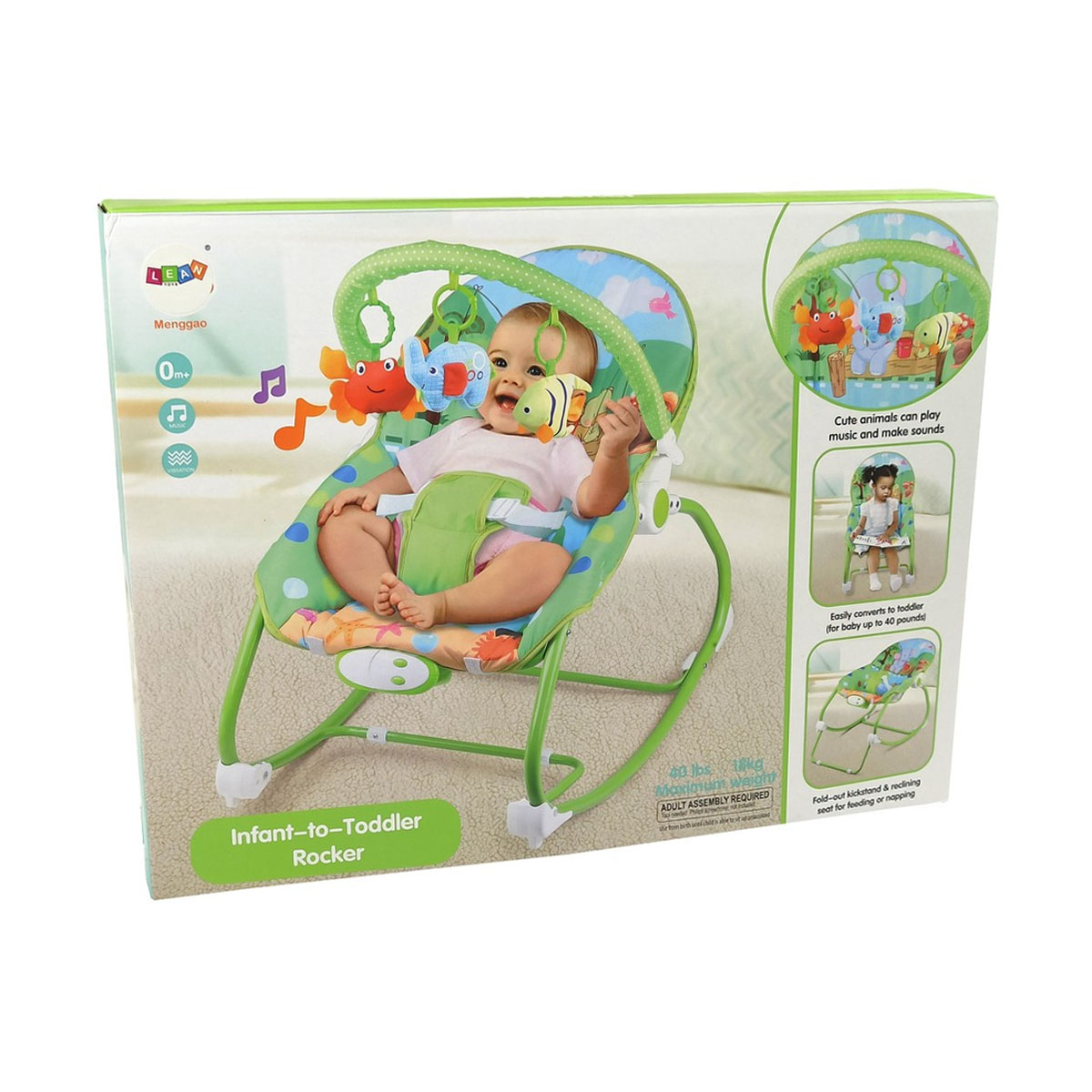 Silla Para Bebe Bouncer Mecedora Infant to Toddler Rocker Verde.