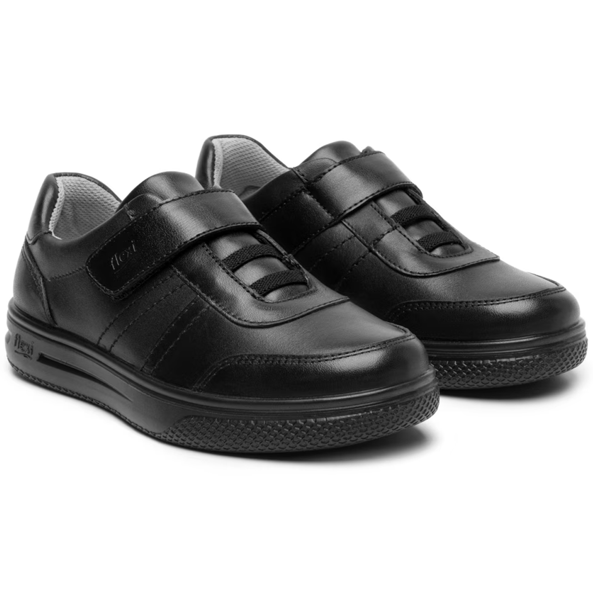 Tenis Escolar Niño Flexi 402013 Negro De Piel Recovery Foam