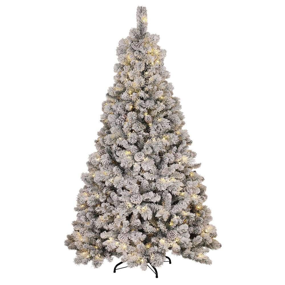 Árbol de Navidad artificial Nevado, de 2.28 m de alto, incluye luces LED