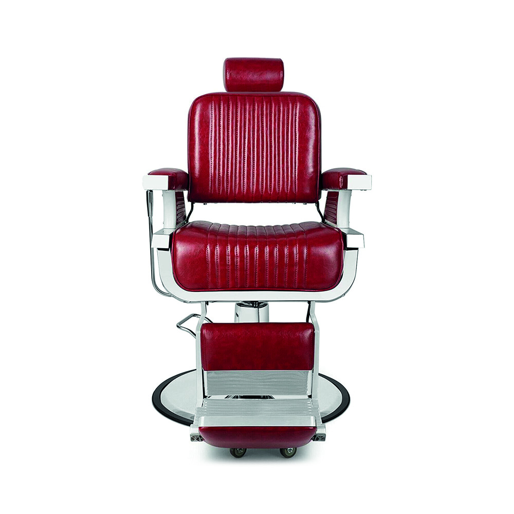 Sillón Barbería Clásico Milan Color Rojo Reclinable