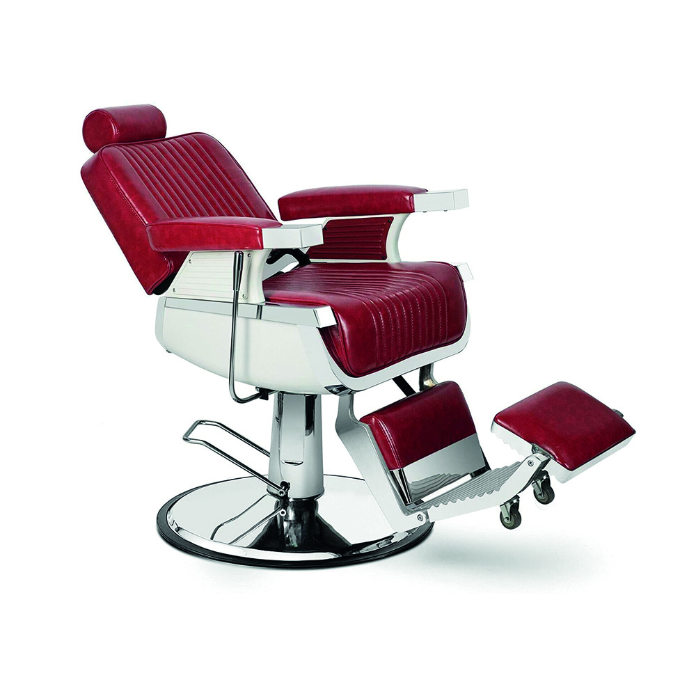 Sillón Barbería Clásico Milan Color Rojo Reclinable