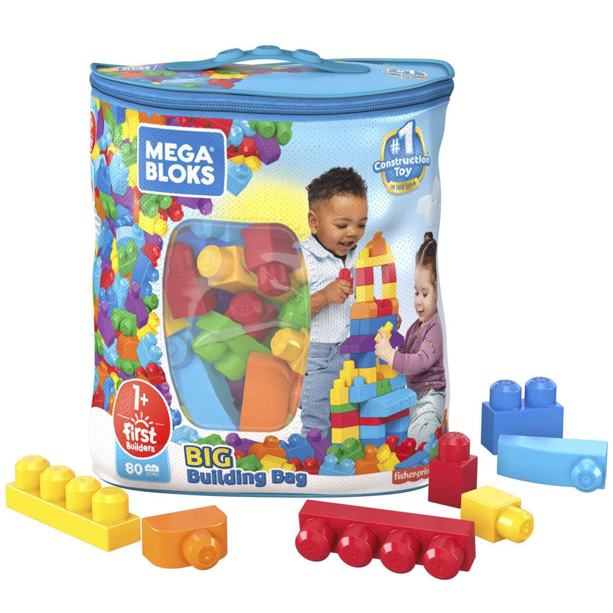 Bolsa Mega Blocks Construccion 80 Piezas Azul