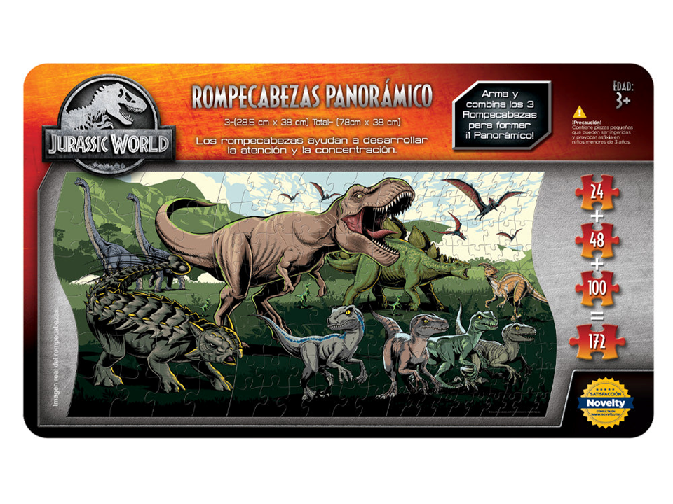 Rompecabezas JURASSIC WORLD Panoramico Novelty 172 Piezas 3 en 1 En