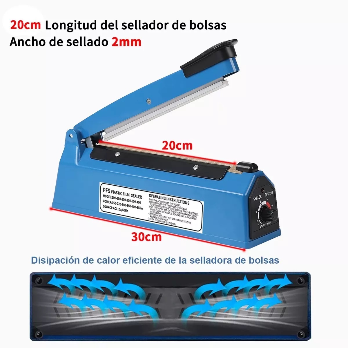 Maquina Selladora Bolsas Plastico Térmica Sella 20cm