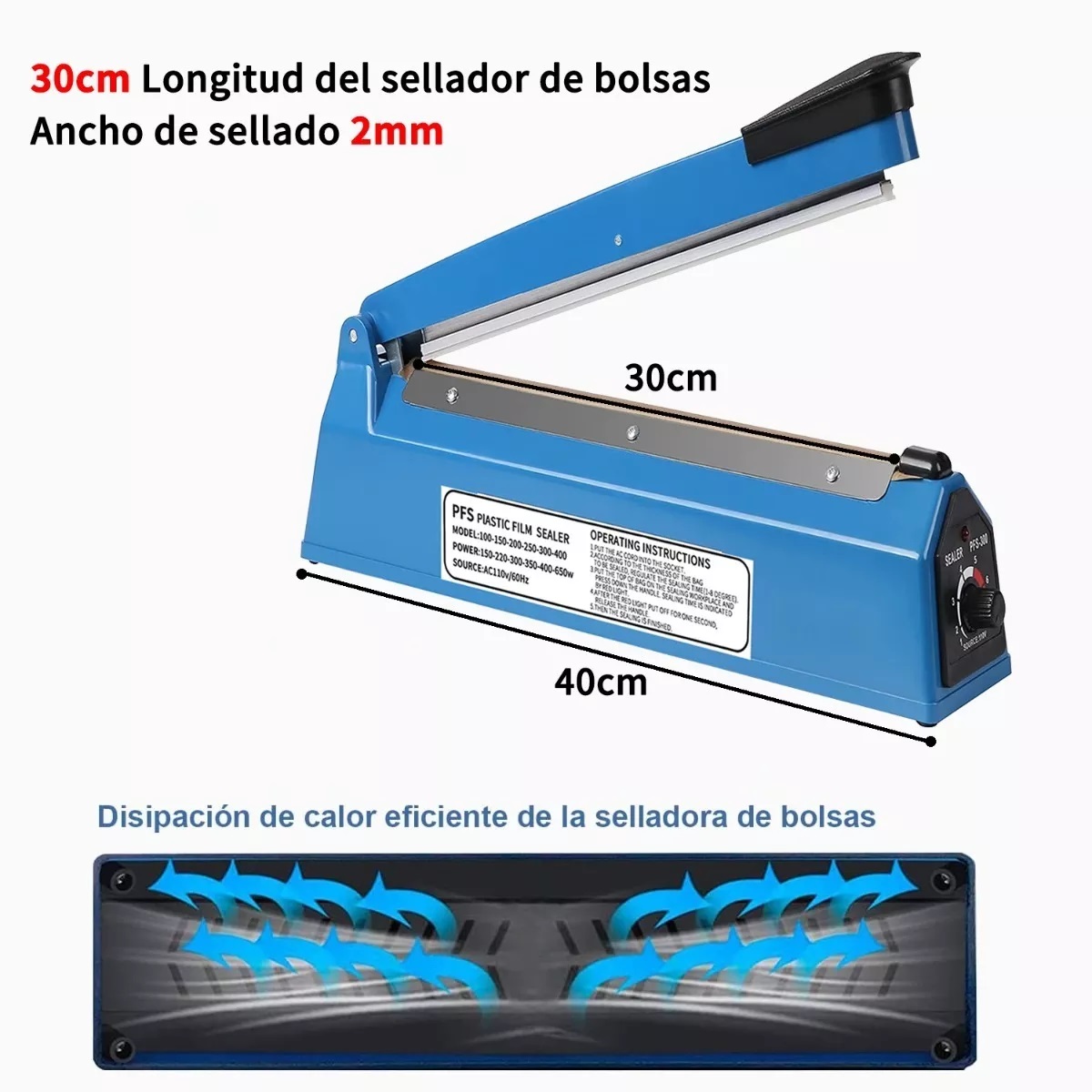 Maquina Térmica Selladora De Bolsas De Plástico De 30 Cm