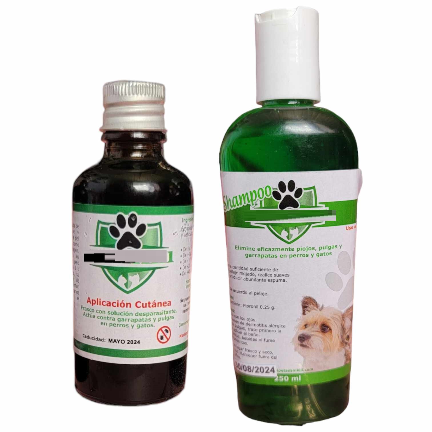 Shampoo 250ml y frasco de 50ml Antipulgas ANIKILL para perros y gatos