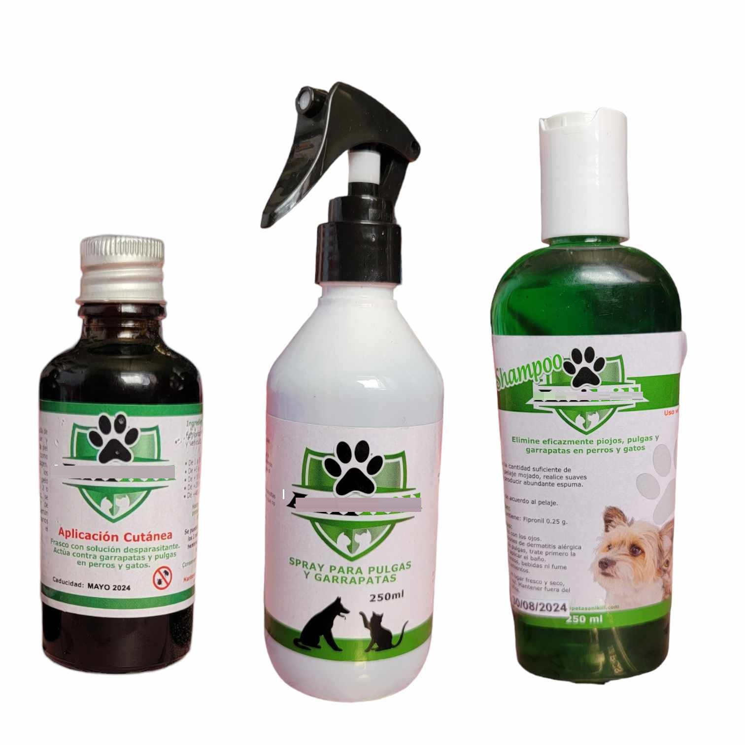 Shampoo, Spray y frasco 50ml Antipulgas ANIKILL para perros y gatos