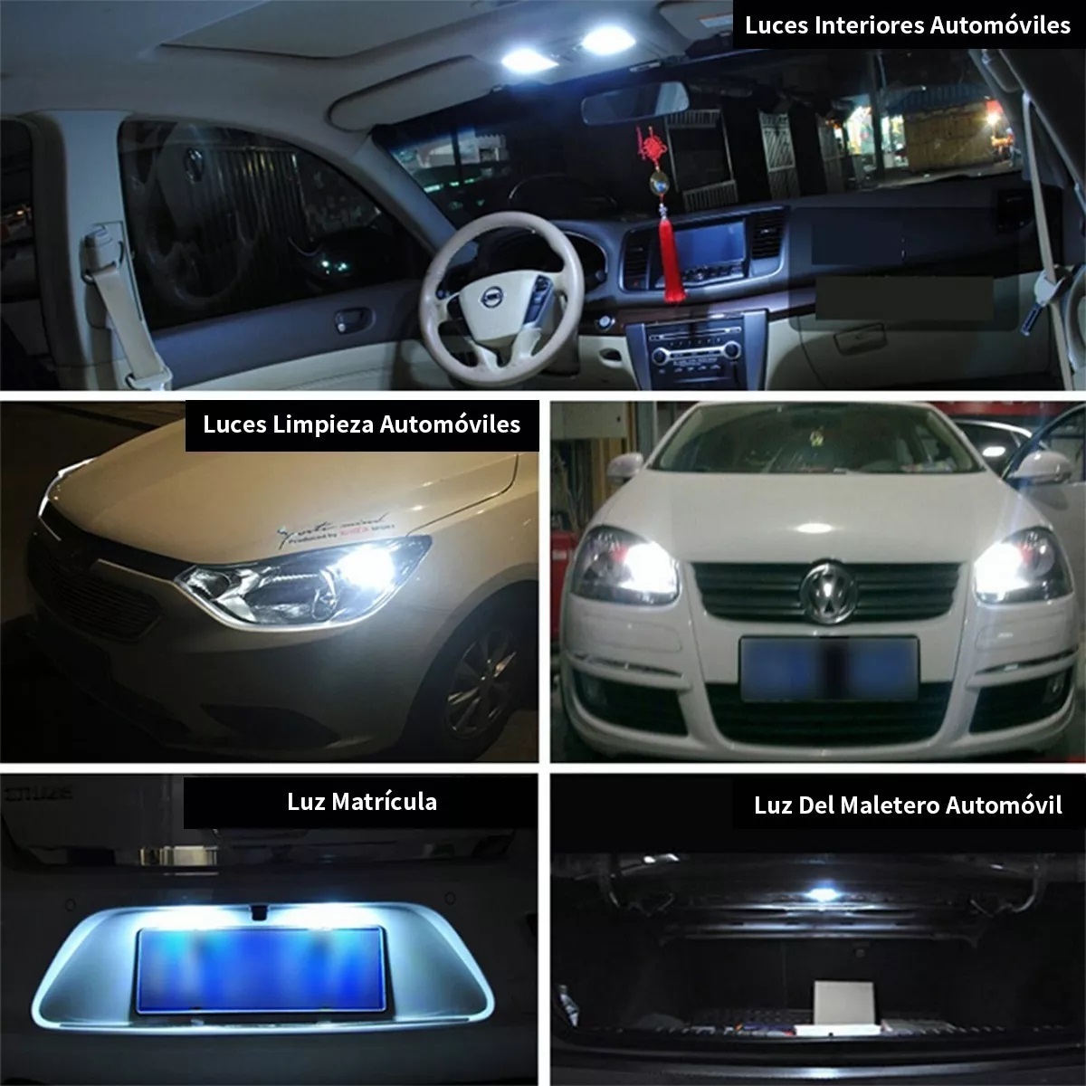 Set 2pz Led Faros T10 Lupa Canbus Pellizco Luz Interior Auto 12v