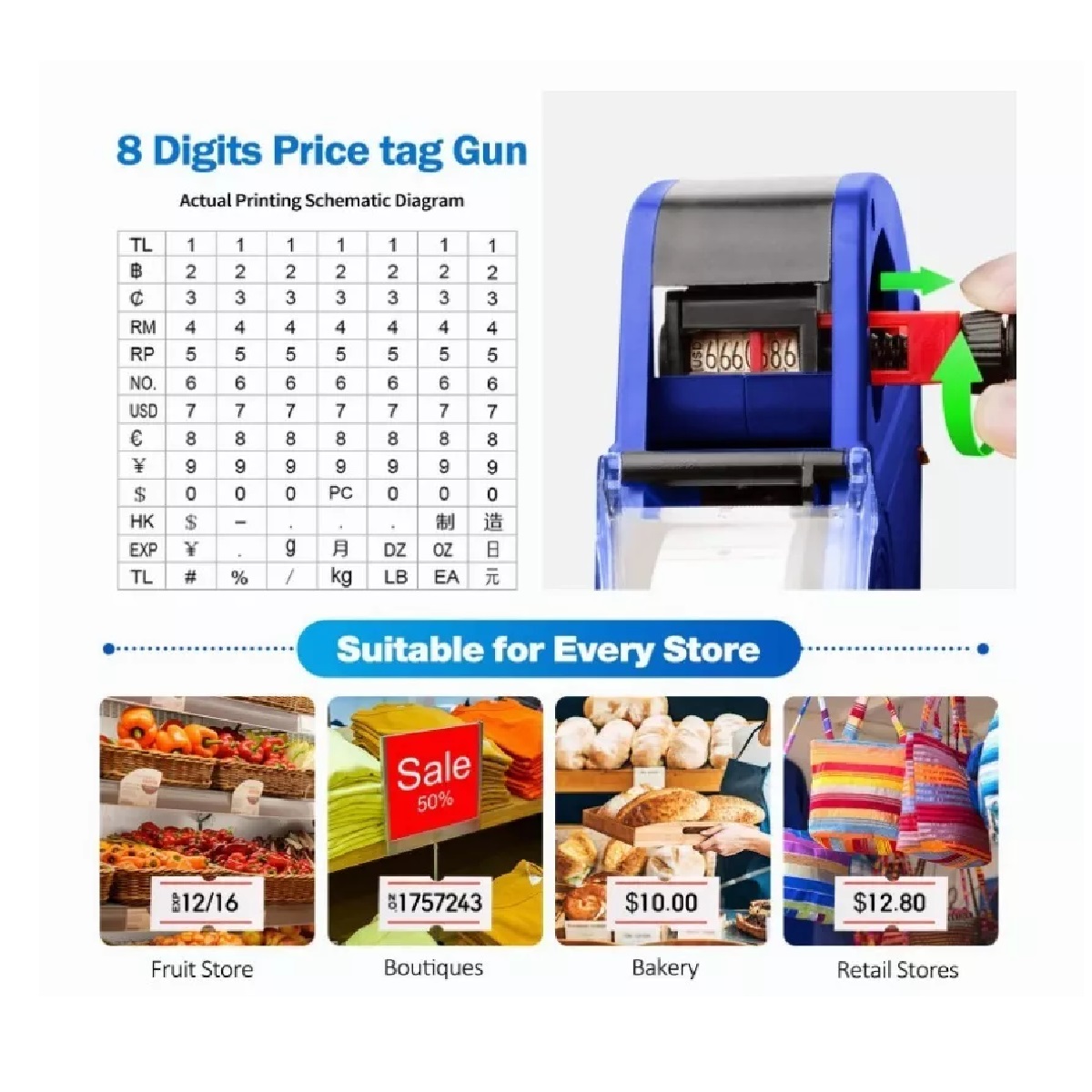 Etiquetadora Manual 8 Dígitos Lote Precio Y Fecha