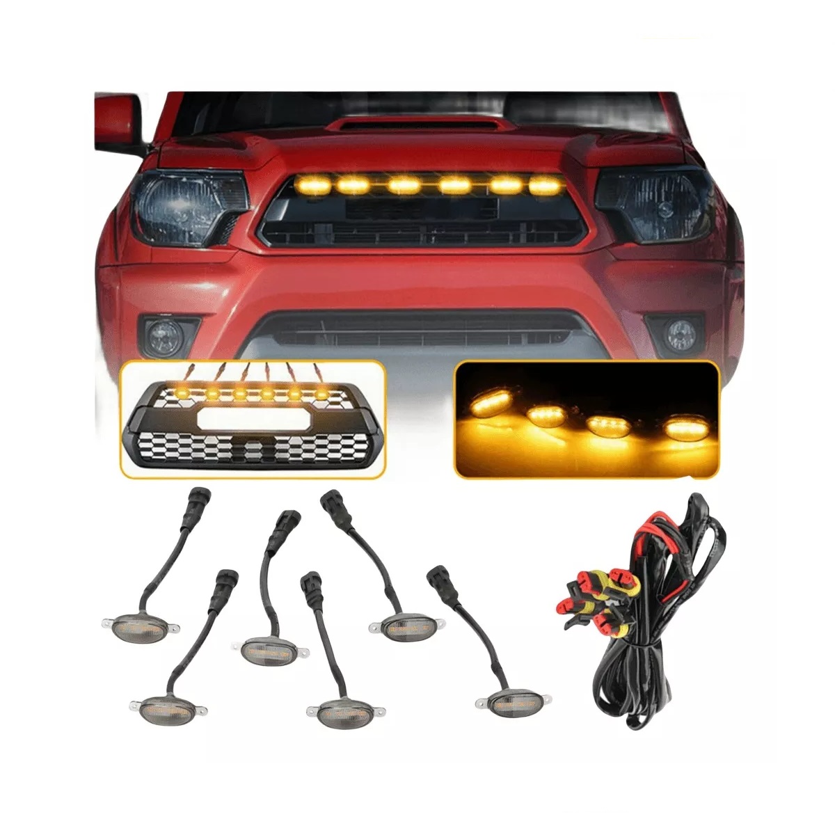 Kits 6 Luces De Parrilla Led Ámbar Para Unversal Automotriz