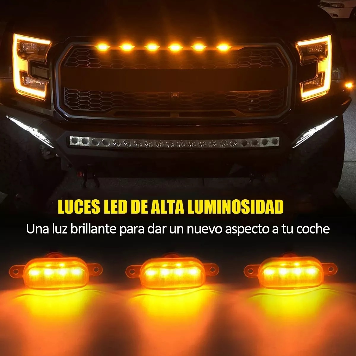 Kits 6 Luces De Parrilla Led Ámbar Para Unversal Automotriz